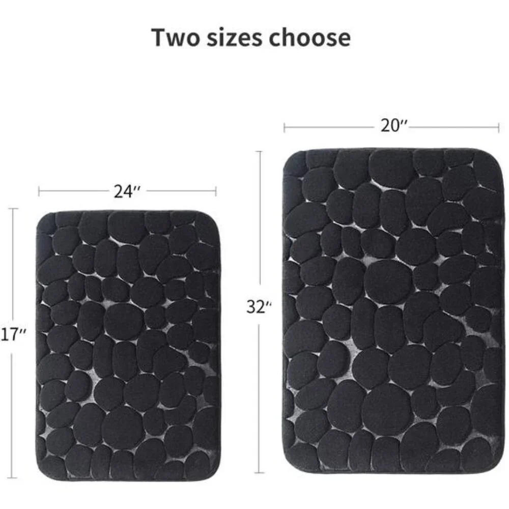 Memory Foam Bath Mat Cobblestone Bathroom Rugs Super Water Absorbent Bath Mats
